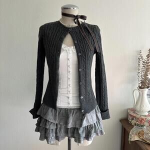 Gray cable knit cardigan